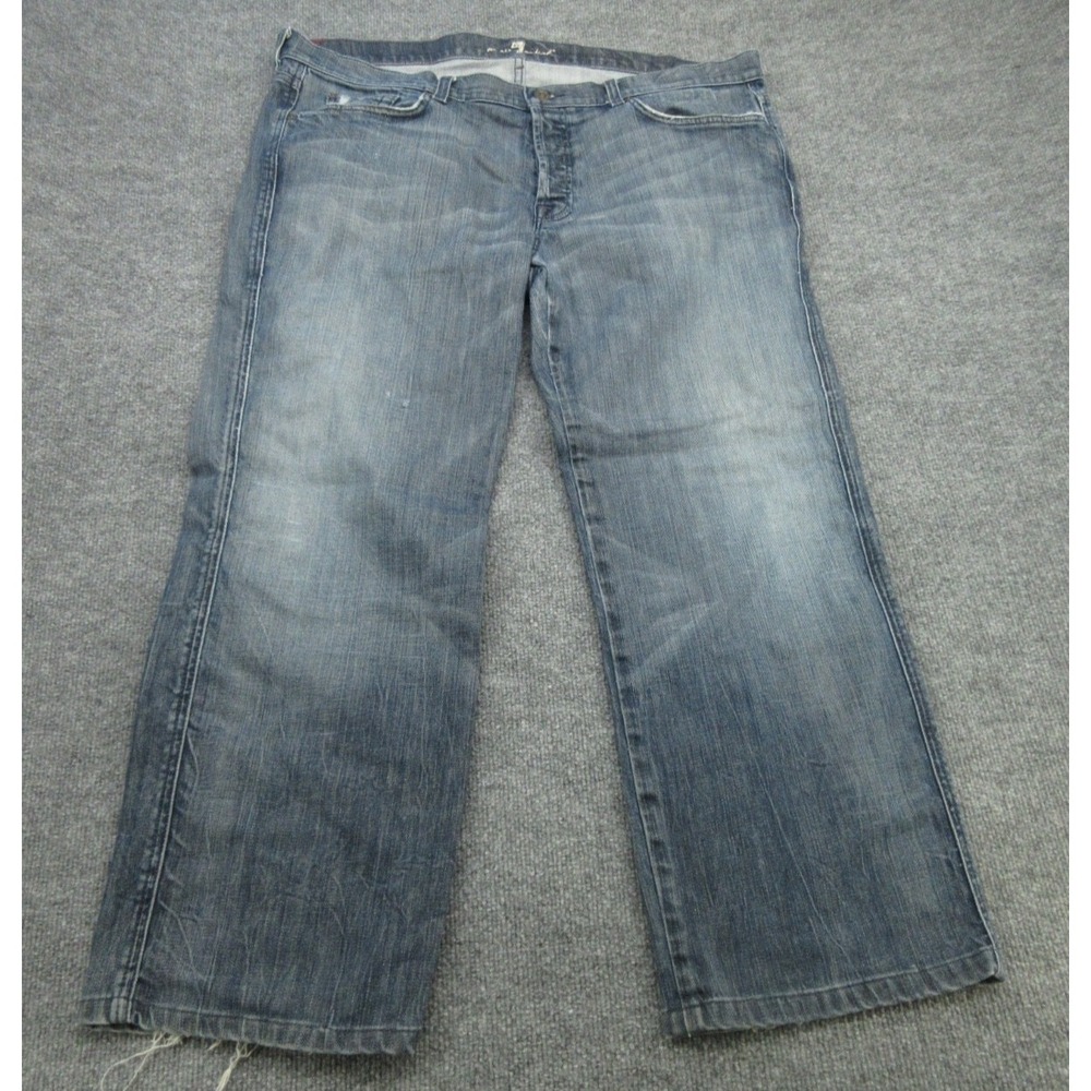 7 For All Mankind Mens A Pocket Relaxed Straight Blue Distressed Jeans 40